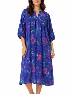 Vintage Krist Gudnason California 100% rayon floral midi dress size S